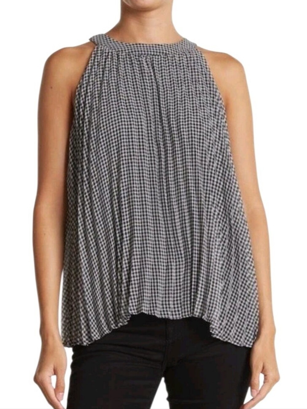 Women's Catherine Malandrino Gingham Pleated Sleeveless Top Sz Small NWT